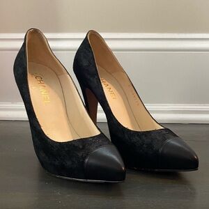 Chanel Shimmer Suede Classic Cap-Toe Pumps
